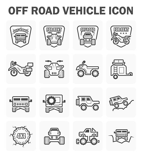 오프 road - off road vehicle silhouette motorcycle back lit stock illustrations