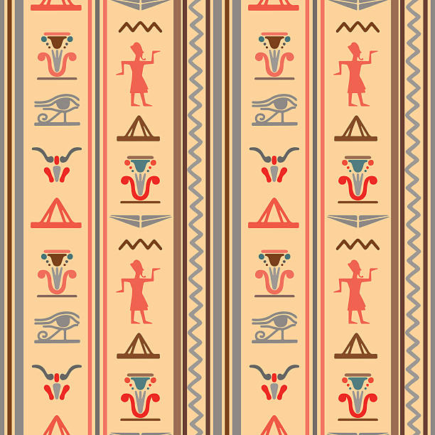 illustrazioni stock, clip art, cartoni animati e icone di tendenza di egitto pattern senza bordi - egyptian culture hieroglyphics human eye symbol