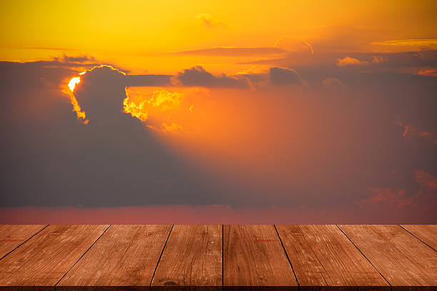 istock View on beautiful sunset over mediterranean sea from dark wooden 512353234