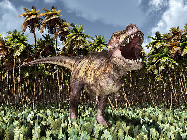 istock Tyrannosaurus Rex in the jungle 512353692