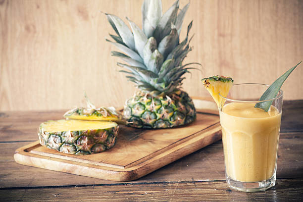 pineapple smoothie stock photo
