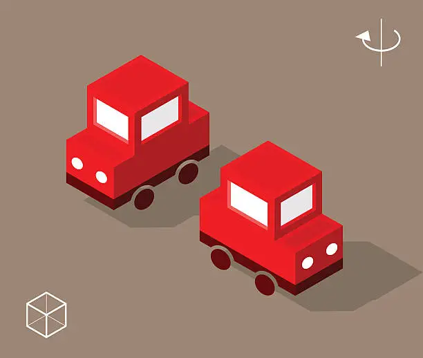 Vector illustration of Red Car with Shadows.