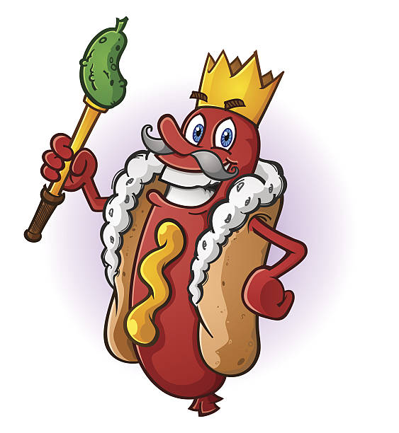 hot dog cartoon-figur mit king-size-bett - wearing hot dog costume stock-grafiken, -clipart, -cartoons und -symbole