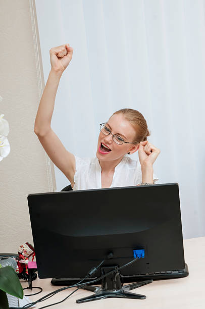 istock Business woman celebrating victory. 512358365