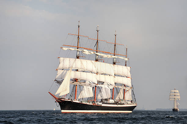 istock Tall Ship under sail with the shore in the background 512361839
