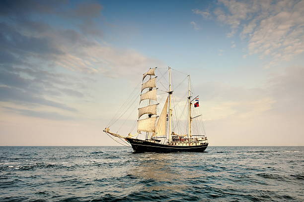 istock Tall Ship under sail with the shore in the background 512361843