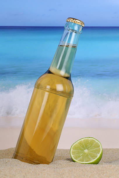istock Beer in bottle on the beach and sand 512363291