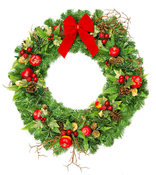 istock christmas wreath with red ribbon 512364577