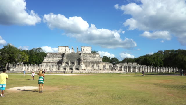 Chichen Itza fast motion from Warriors temple to Kukulkan Pyramid