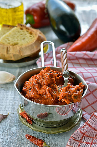 Relish of roasted red pepper. Ajvar stock photo