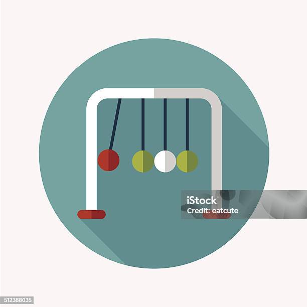 Newtons Cradle Flat Icon With Long Shadow Eps10 Stock Illustration - Download Image Now - Accuracy, Achievement, Activity