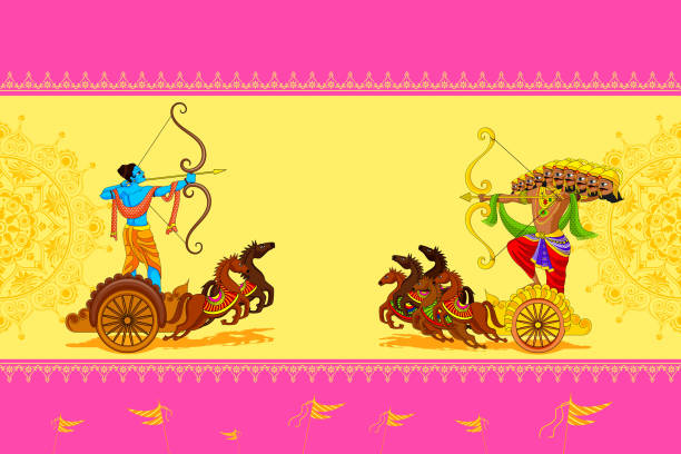 Rama killing Ravana in Happy Dussehra vector illustration of Rama killing Ravana in Happy Dussehra ravana in happy dussehra stock illustrations