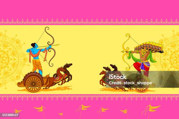 Rama Killing Ravana In Happy Dussehra Stock Illustration - Download Image Now - Dussehra, Ramayana, Navratri