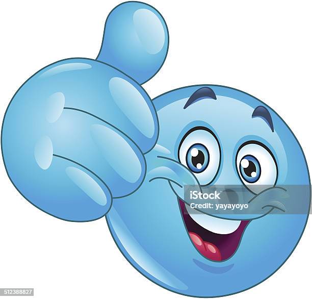 Blue Thumb Up Emoticon Stock Illustration - Download Image Now - Anthropomorphic Smiley Face, Blue, Thumbs Up