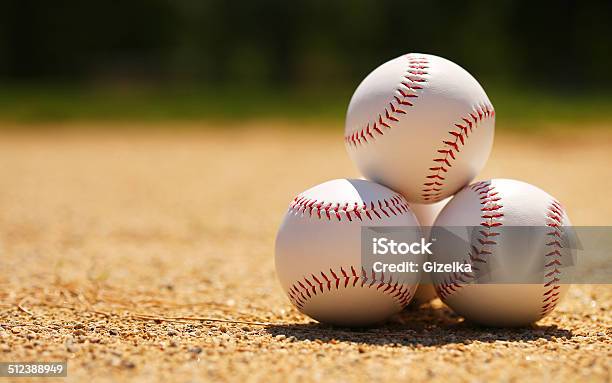 Baseball Balls On Field Stock Photo - Download Image Now - Baseball - Ball, Baseball - Sport, Close-up