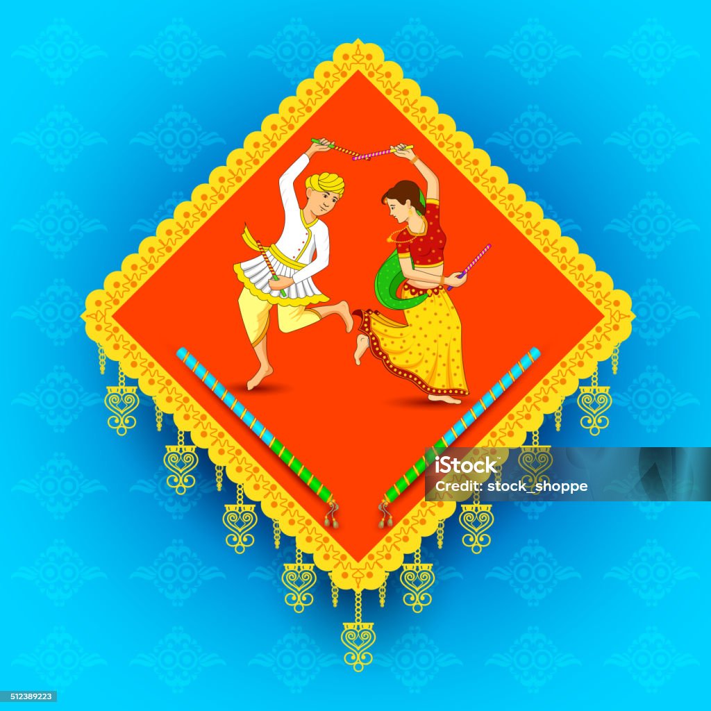 Man and woman dancing on Dandiya night vector illustration of man and woman dancing on Dandiya night Garba - Dance stock vector