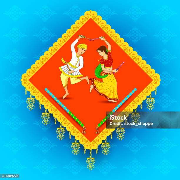 Man And Woman Dancing On Dandiya Night Stock Illustration - Download Image Now - Garba - Dance, Dancing, Adult