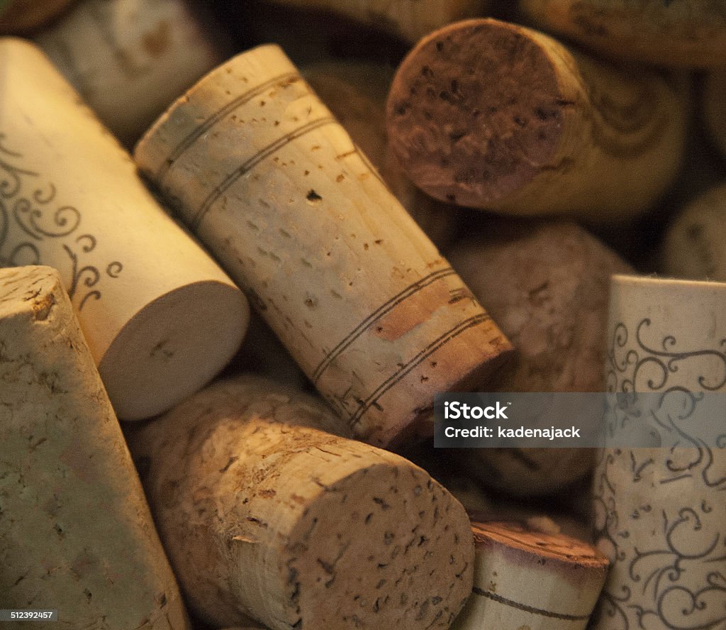 Corks An assortment of wine corks inside a jar. Alcohol - Drink Stock Photo