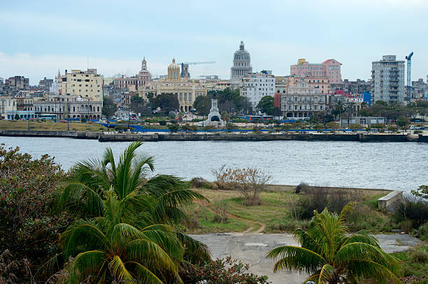 Sunset in Old Havana with  the Capitol building