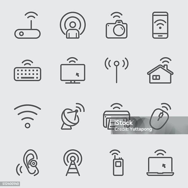 Wireless Technology Line Icon Stock Illustration - Download Image Now - Icon Symbol, Router, Animal Antenna