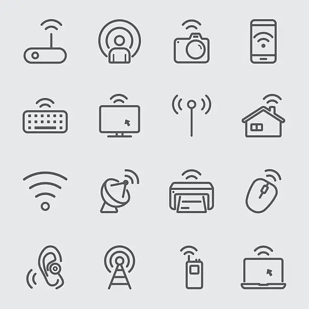 Vector illustration of Wireless technology line icon