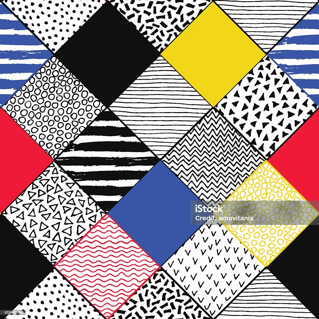 Hand Drawn Colorful Patchwork Background Stock Illustration - Download ...