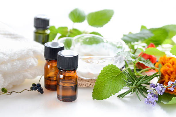 aromatherapy treatment with moisturizer cream stock photo