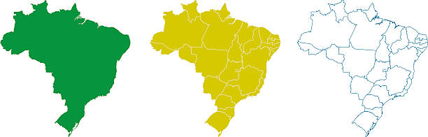 Shape of Brazil Shape of Brazil and it's states. Map of Brazil. Carefully grouped in layers panel, easy to select and edit. regions stock illustrations