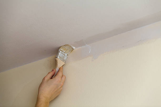 istock Brush weld the walls with the ceiling white paint. 512403020