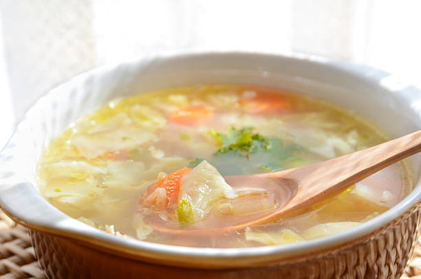 vegetable clear soup stock photo