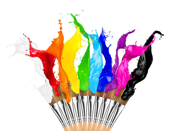 colorful color splash paintbrush row