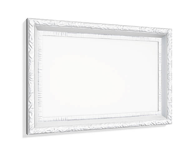istock White carved picture frame isolated on white background. 3d rend 512403720