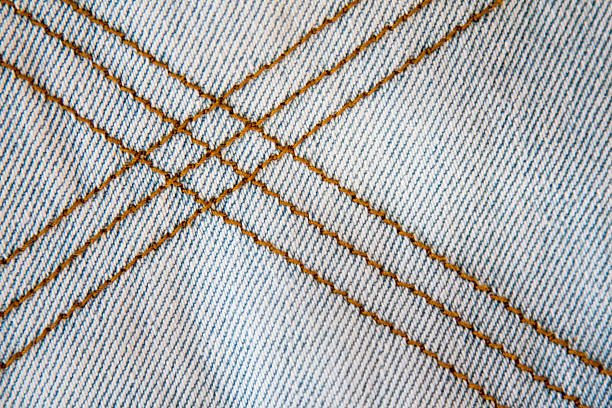 Blue Jeans Background With Vertical Finishing Lines