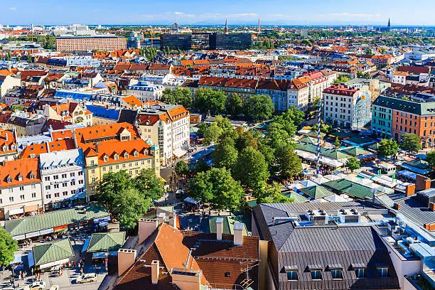 The Viktualienmarkt is a daily food market and a square in the center of Munich, Germany. The Viktualienmarkt developed from an original farmers' market to a popular market for gourmets.