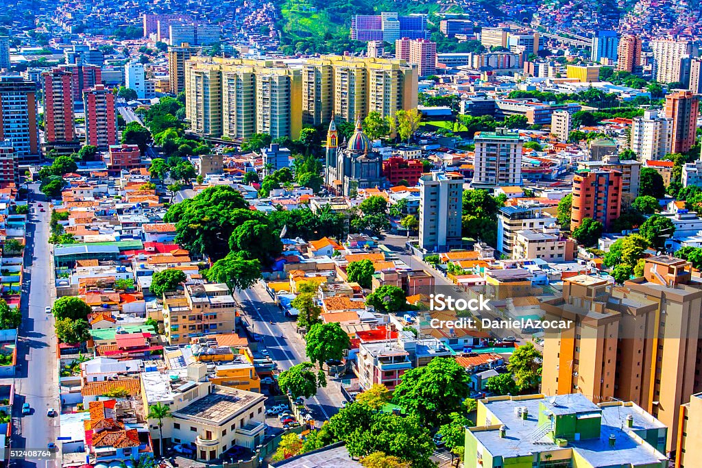 Caracas Stadt verkehren Fernbusse Luftaufnahme - Lizenzfrei Caracas Stock-Foto