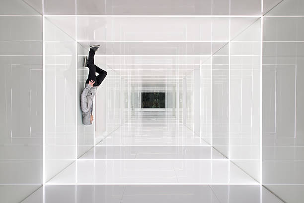 One Men Hung Up in a Futuristic Space