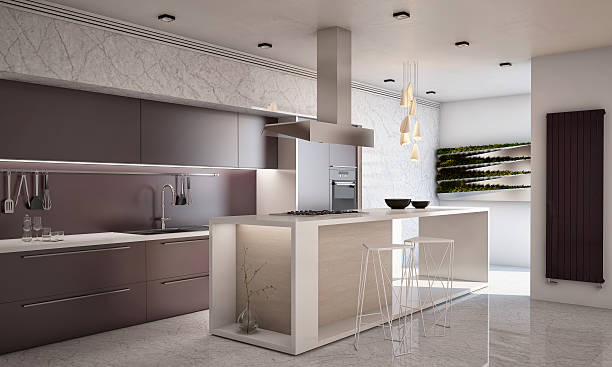 istock White and Violet Colors Contemporary Kitchen 512409678