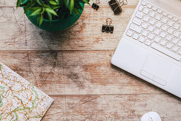 istock Top view photo of business objects 512410256