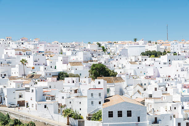 Andalusian village, Spain Vejer de la Frontera is a little town near Cadiz. It is placed on a hill and is characterized from white houses and small streets with great slope. cádiz stock pictures, royalty-free photos & images