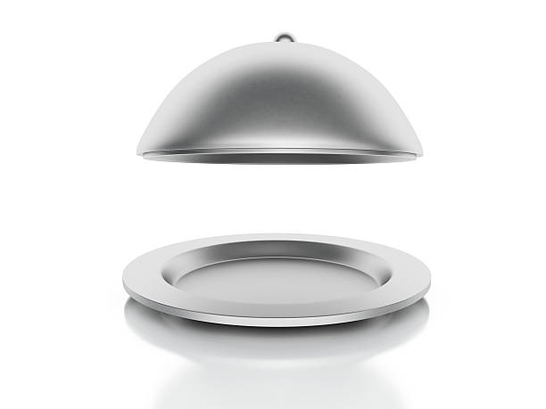 istock Silver Restaurant cloche on a white background 512416407