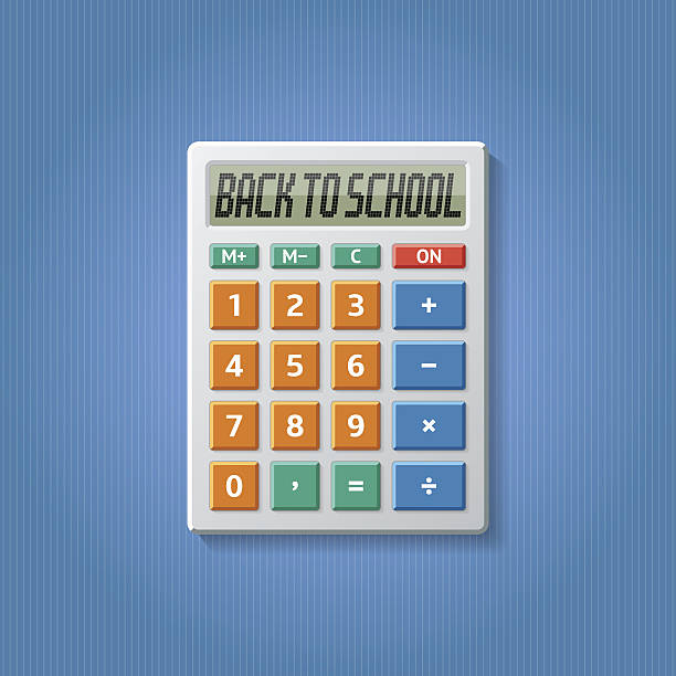 Back to schoo calculator 01 Illustration of semi realistic calculator with back to school letters on lcd. Vector illustration, easy editable. back to schoo stock illustrations