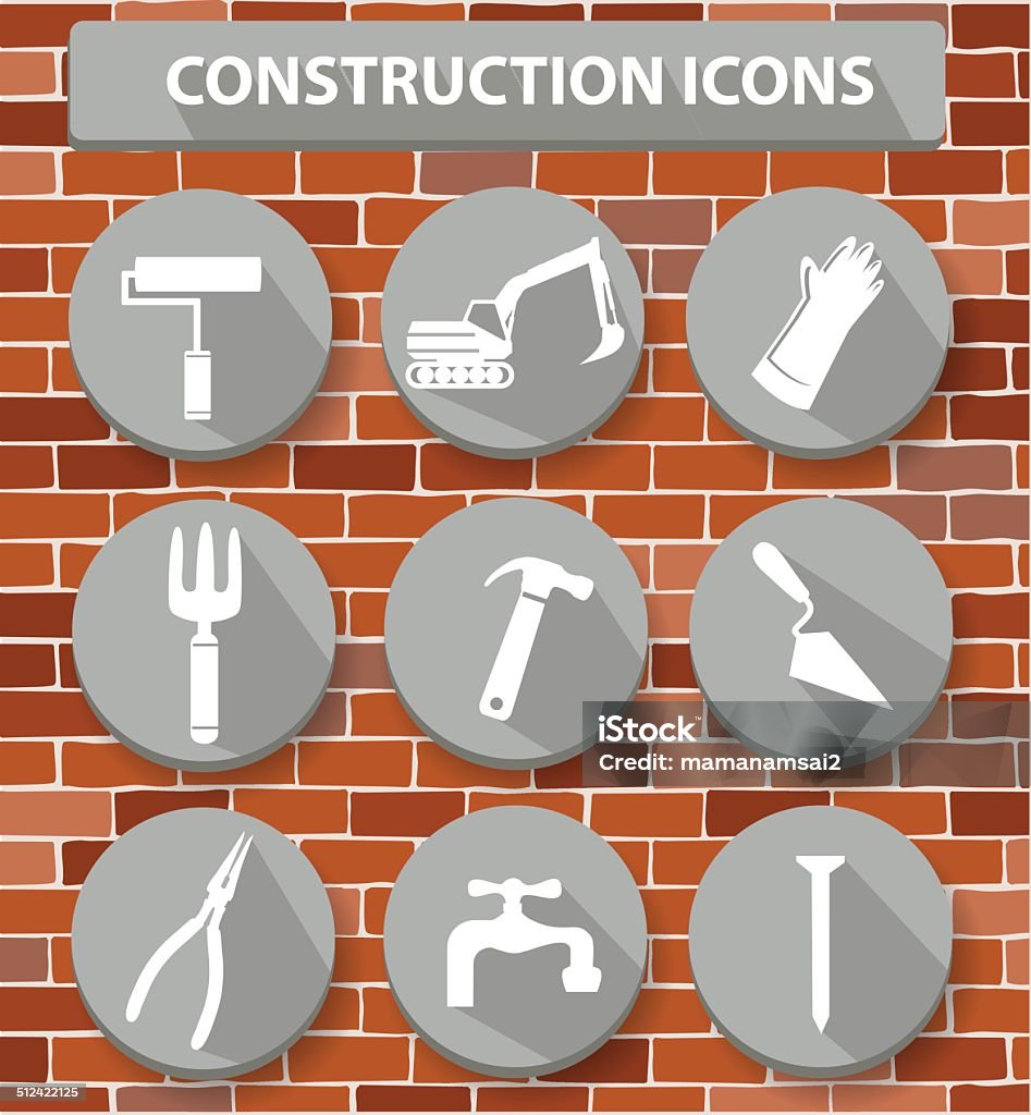 Construction icons auf Wand Hintergrund, Vektor - Lizenzfrei Abstrakt Vektorgrafik