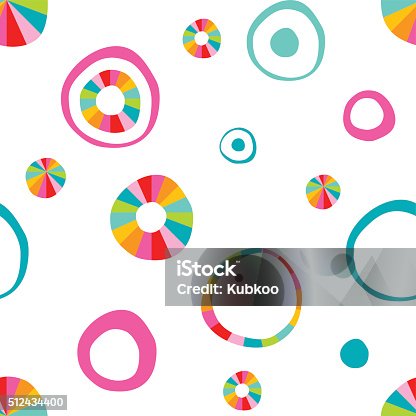 istock Children doodle hand drawn round, circle color pattern. Vector design. 512434400