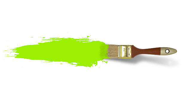 istock Brush with green paint stroke isolated on white background 512435332