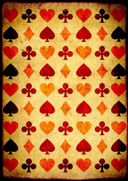 Grunge background with paper texture and playing cards symbols