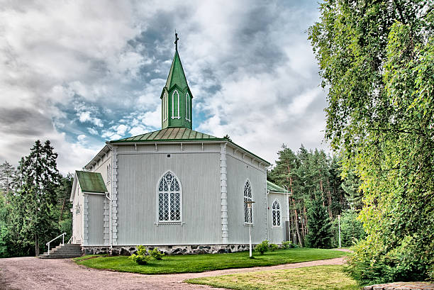 Reposaari. Finland. Lutheran church in Norwegian mountain style. Reposaari is a small neighbourhood of Pori