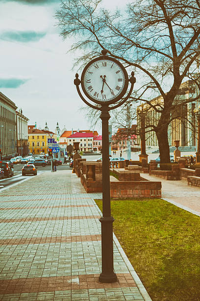 istock street clock, retro style, vintage 512437776