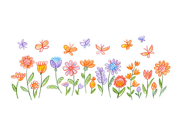 istock crayon color hand drawn illustration of flowers 512440428