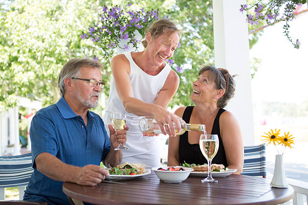 istock Couple enjoy Vegan Lunch on patio 512450135