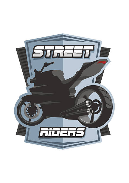 ilustraciones, imágenes clip art, dibujos animados e iconos de stock de calle riders emblema - motorcycle motorcycle racing rear view riding